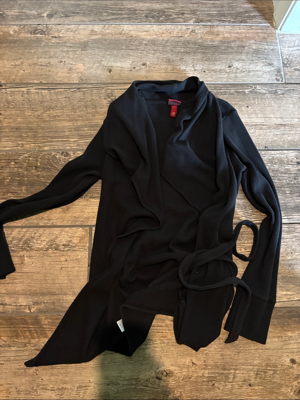 Merona Black Ribbed Wrap Cardigan with Tie
